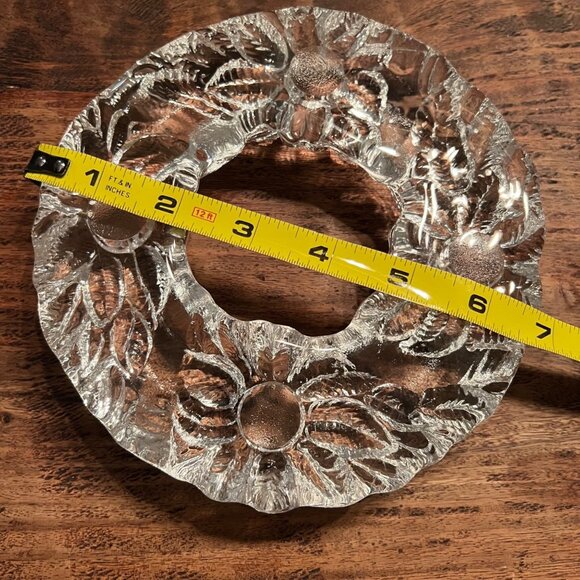 Vintage Nybro Of Sweden Glass Four-Taper Candle Holder Poinsettias Pattern - Picture 3 of 5